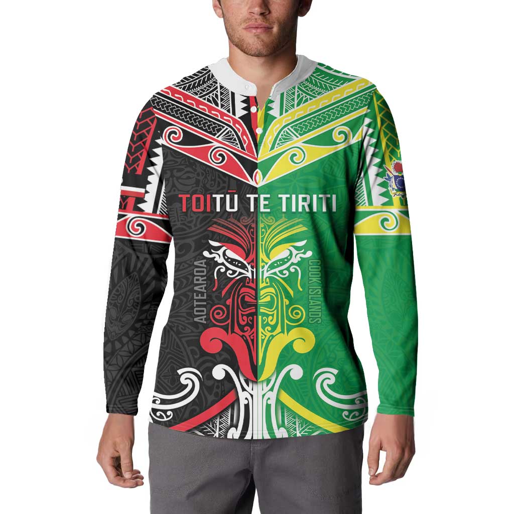 Cook Islands And Aotearoa Button Sweatshirt Together For Te Tiriti O Waitangi LT05 - Polynesian Pride
