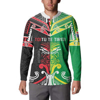 Cook Islands And Aotearoa Button Sweatshirt Together For Te Tiriti O Waitangi LT05 - Polynesian Pride