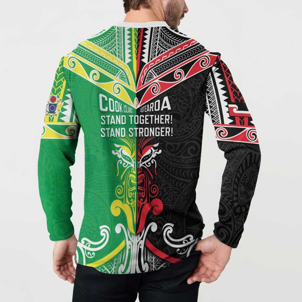 Cook Islands And Aotearoa Button Sweatshirt Together For Te Tiriti O Waitangi LT05 - Polynesian Pride