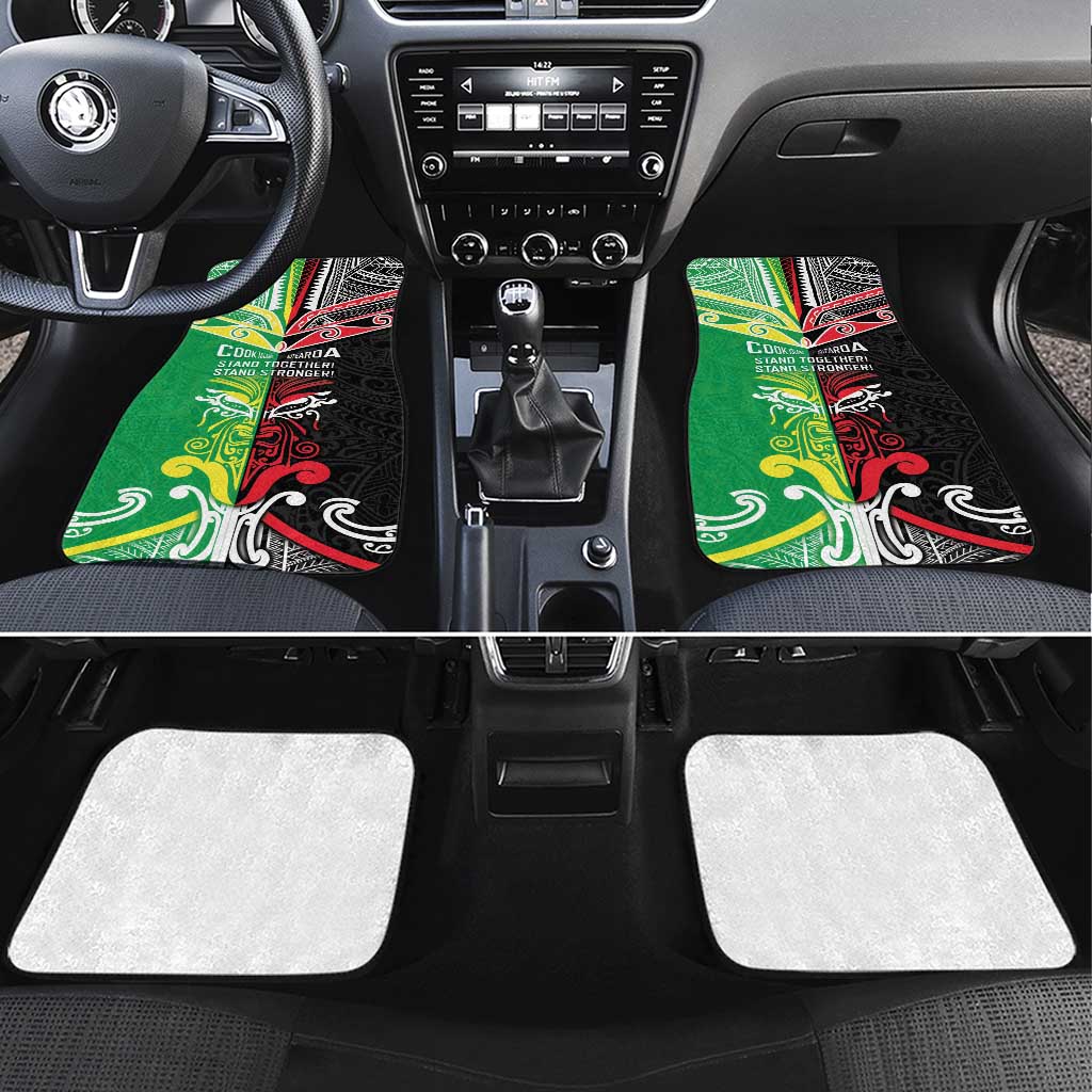 Cook Islands And Aotearoa Car Mats Together For Te Tiriti O Waitangi LT05 Set 4pcs Black - Polynesian Pride
