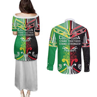 Cook Islands And Aotearoa Couples Matching Puletasi and Long Sleeve Button Shirt Together For Te Tiriti O Waitangi LT05 - Polynesian Pride