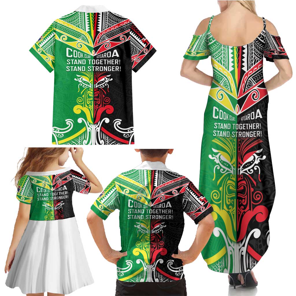 Cook Islands And Aotearoa Family Matching Summer Maxi Dress and Hawaiian Shirt Together For Te Tiriti O Waitangi