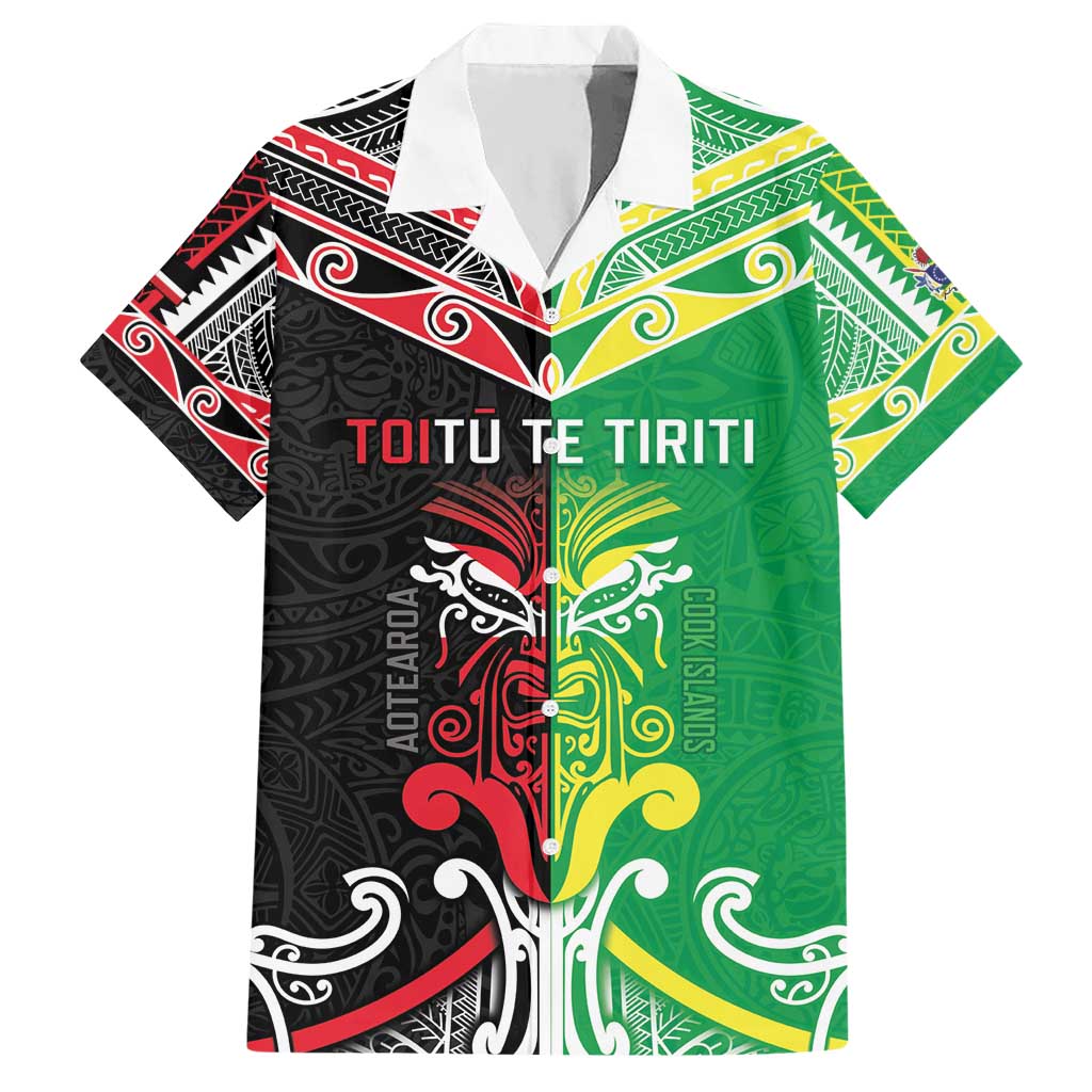 Cook Islands And Aotearoa Hawaiian Shirt Together For Te Tiriti O Waitangi LT05 Black - Polynesian Pride