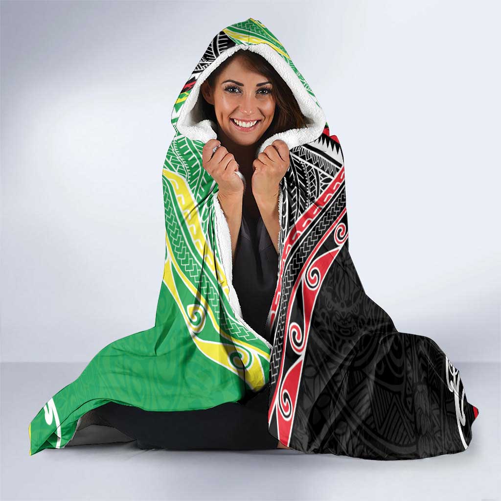 Cook Islands And Aotearoa Hooded Blanket Together For Te Tiriti O Waitangi LT05 - Polynesian Pride