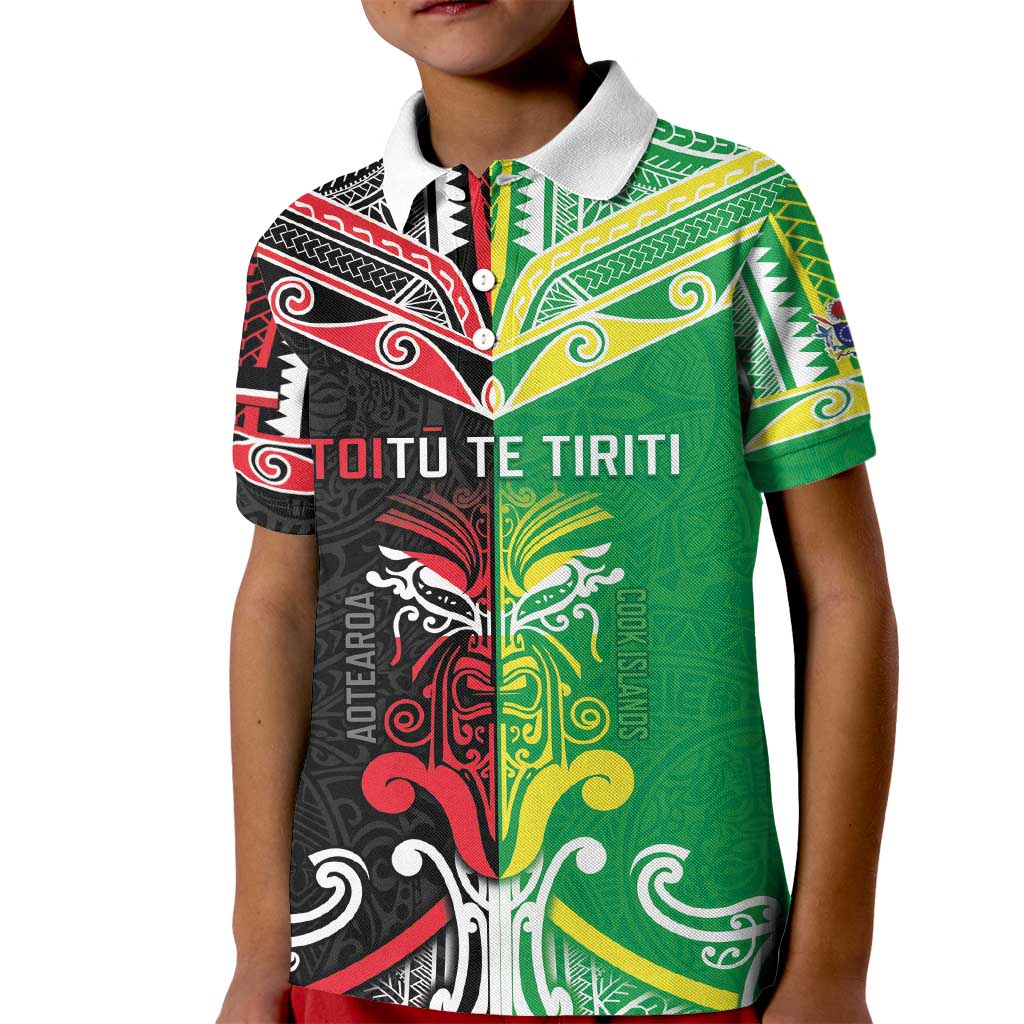 Cook Islands And Aotearoa Kid Polo Shirt Together For Te Tiriti O Waitangi