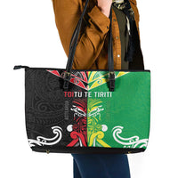Cook Islands And Aotearoa Leather Tote Bag Together For Te Tiriti O Waitangi LT05 - Polynesian Pride