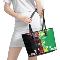Cook Islands And Aotearoa Leather Tote Bag Together For Te Tiriti O Waitangi LT05 - Polynesian Pride
