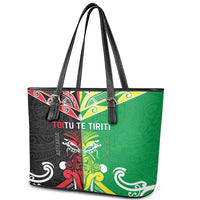 Cook Islands And Aotearoa Leather Tote Bag Together For Te Tiriti O Waitangi LT05 - Polynesian Pride