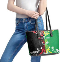 Cook Islands And Aotearoa Leather Tote Bag Together For Te Tiriti O Waitangi LT05 - Polynesian Pride