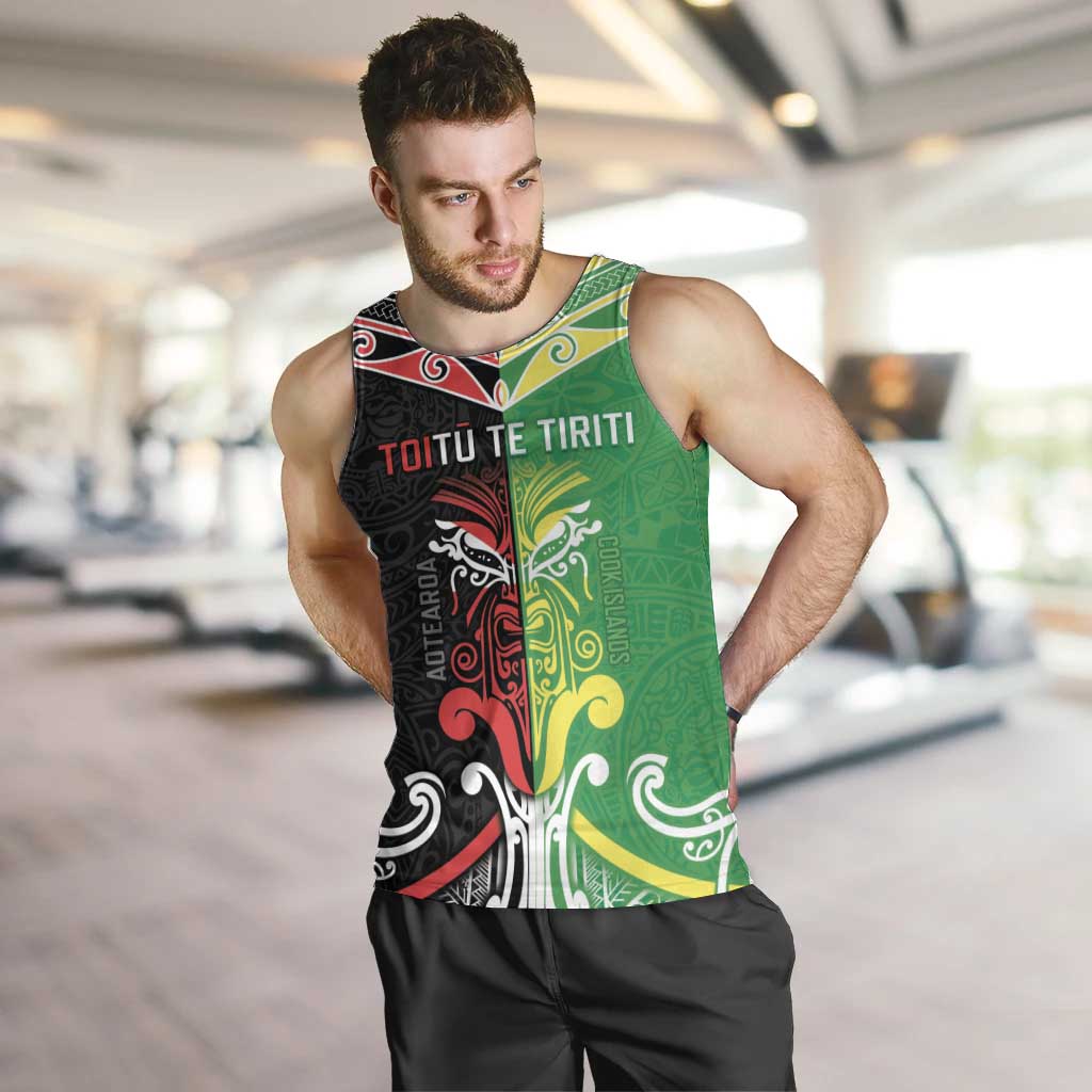 Cook Islands And Aotearoa Men Tank Top Together For Te Tiriti O Waitangi LT05 Black - Polynesian Pride