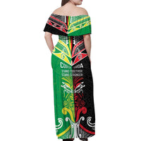 Cook Islands And Aotearoa Off Shoulder Maxi Dress Together For Te Tiriti O Waitangi LT05 - Polynesian Pride