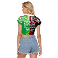 Cook Islands And Aotearoa Raglan Cropped T Shirt Together For Te Tiriti O Waitangi LT05 - Polynesian Pride