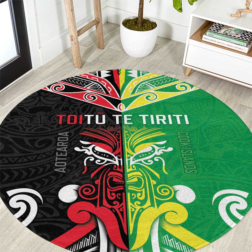 Cook Islands And Aotearoa Round Carpet Together For Te Tiriti O Waitangi