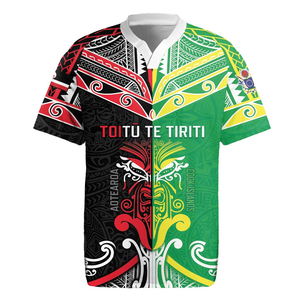 Cook Islands And Aotearoa Rugby Jersey Together For Te Tiriti O Waitangi LT05 Black - Polynesian Pride