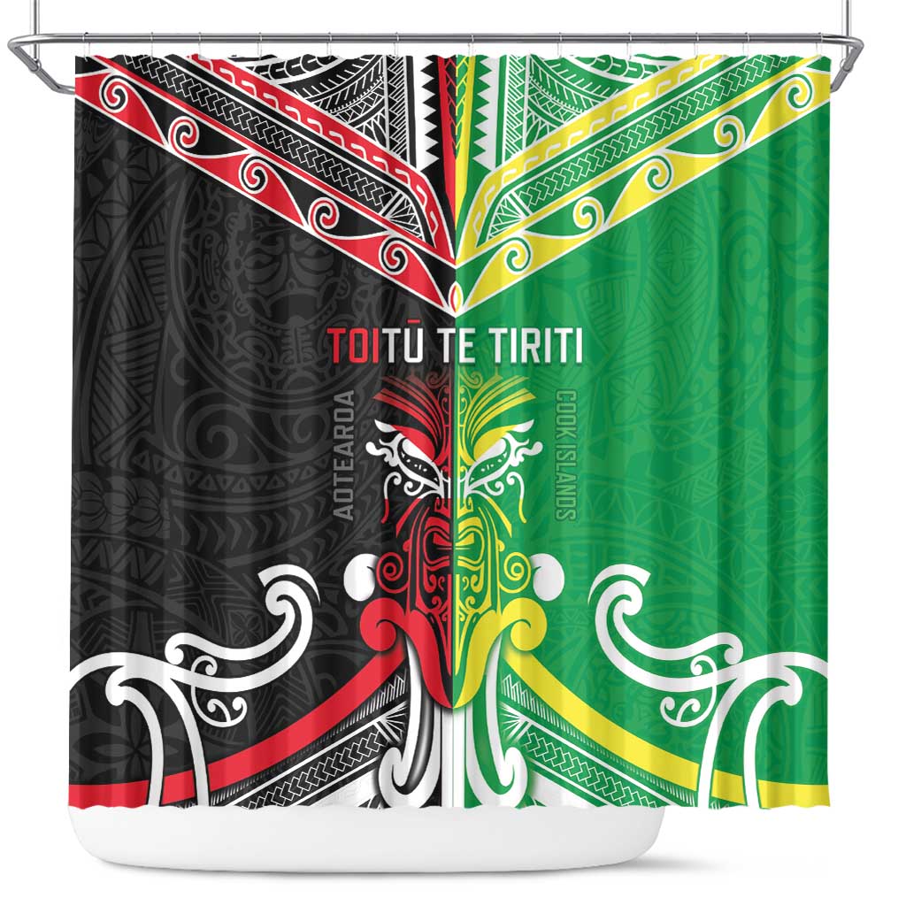 Cook Islands And Aotearoa Shower Curtain Together For Te Tiriti O Waitangi