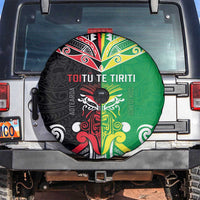 Cook Islands And Aotearoa Spare Tire Cover Together For Te Tiriti O Waitangi LT05 Black - Polynesian Pride
