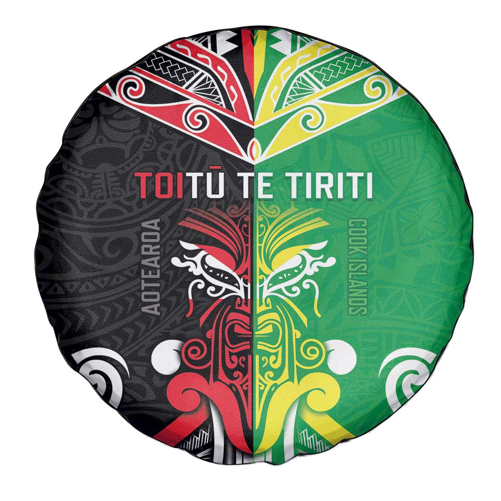 Cook Islands And Aotearoa Spare Tire Cover Together For Te Tiriti O Waitangi LT05 - Polynesian Pride