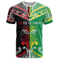 Cook Islands And Aotearoa T Shirt Together For Te Tiriti O Waitangi LT05 Black - Polynesian Pride