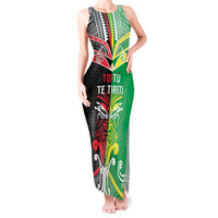 Cook Islands And Aotearoa Tank Maxi Dress Together For Te Tiriti O Waitangi LT05 Women Black - Polynesian Pride