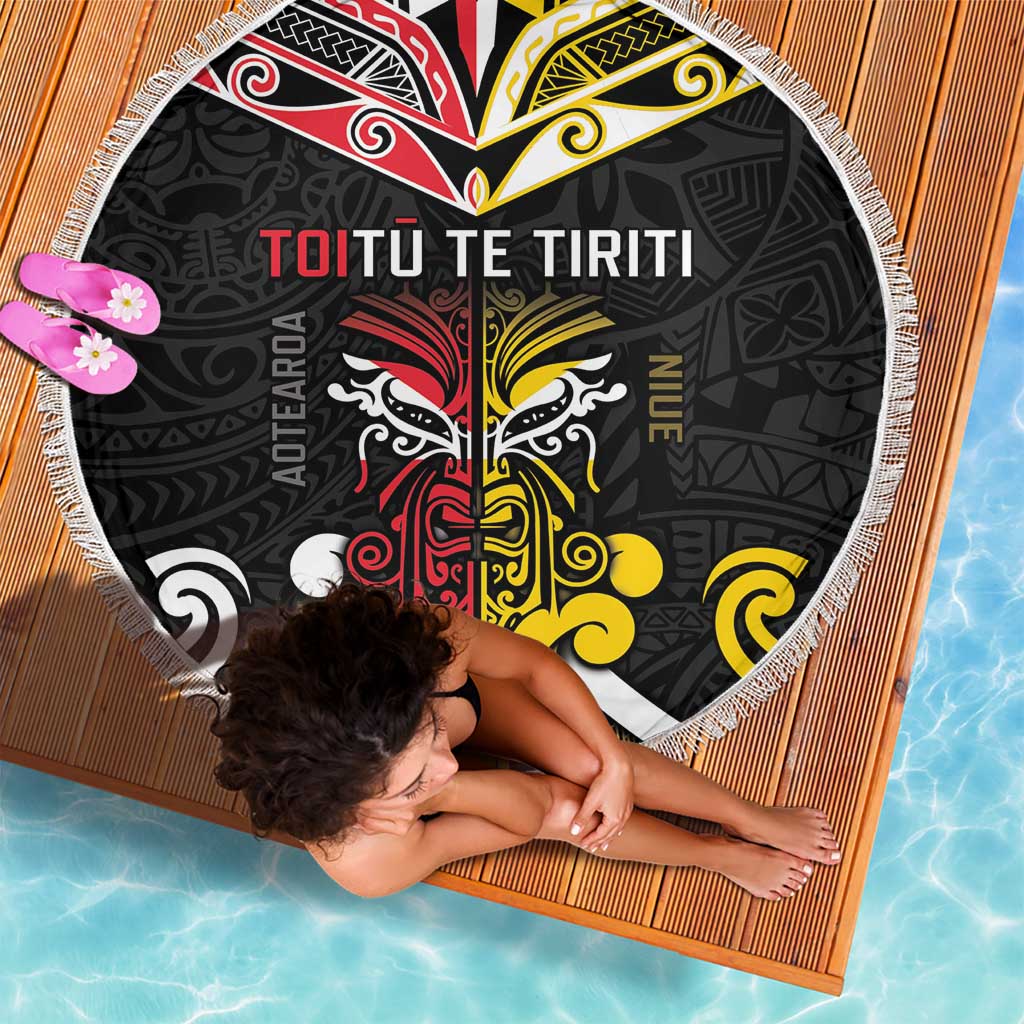 Niue And Aotearoa Beach Blanket Together For Te Tiriti O Waitangi LT05 - Polynesian Pride