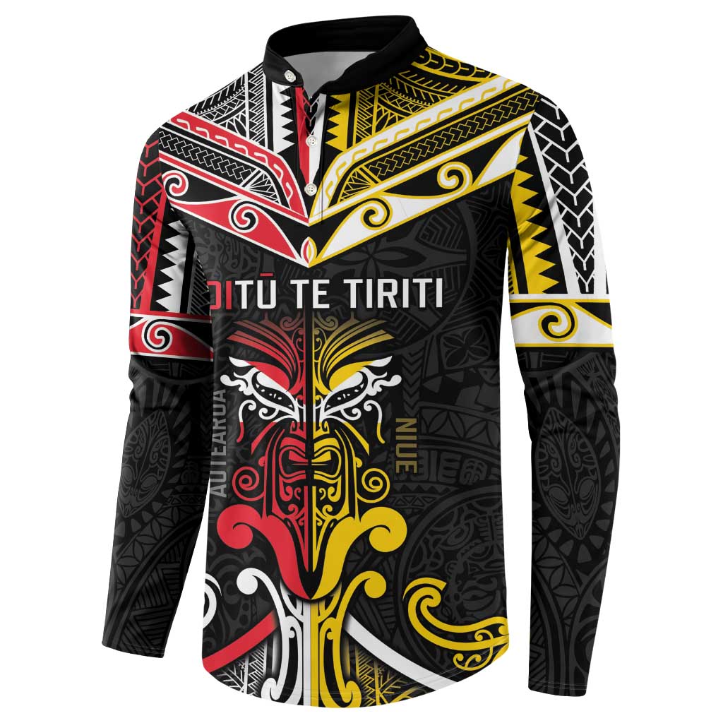 Niue And Aotearoa Button Sweatshirt Together For Te Tiriti O Waitangi LT05 - Polynesian Pride