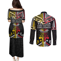 Niue And Aotearoa Couples Matching Puletasi and Long Sleeve Button Shirt Together For Te Tiriti O Waitangi LT05 - Polynesian Pride