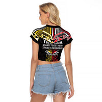 Niue And Aotearoa Raglan Cropped T Shirt Together For Te Tiriti O Waitangi LT05 - Polynesian Pride