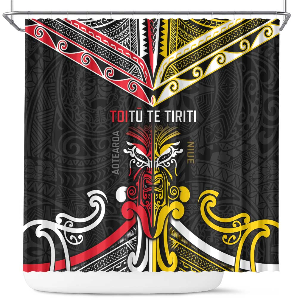 Niue And Aotearoa Shower Curtain Together For Te Tiriti O Waitangi