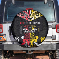 Niue And Aotearoa Spare Tire Cover Together For Te Tiriti O Waitangi LT05 Black - Polynesian Pride