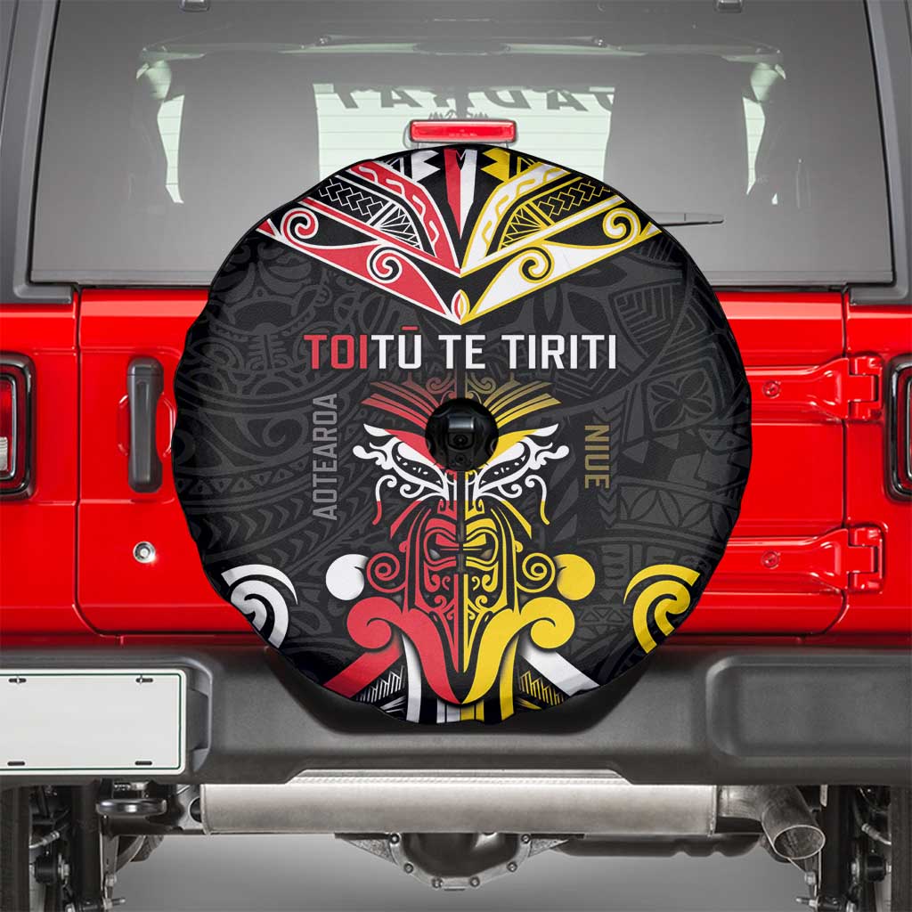 Niue And Aotearoa Spare Tire Cover Together For Te Tiriti O Waitangi LT05 - Polynesian Pride