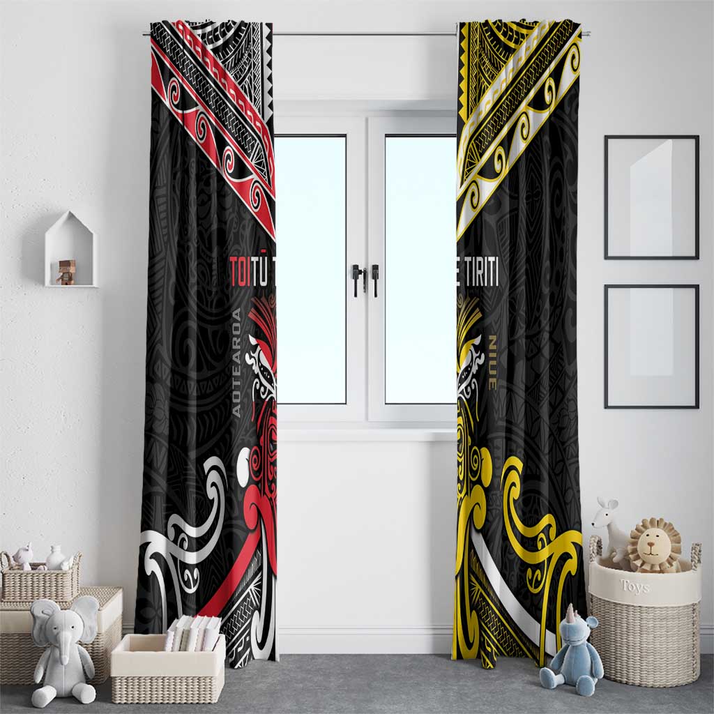 Niue And Aotearoa Window Curtain Together For Te Tiriti O Waitangi LT05 - Polynesian Pride
