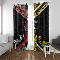 Niue And Aotearoa Window Curtain Together For Te Tiriti O Waitangi LT05 With Grommets Black - Polynesian Pride