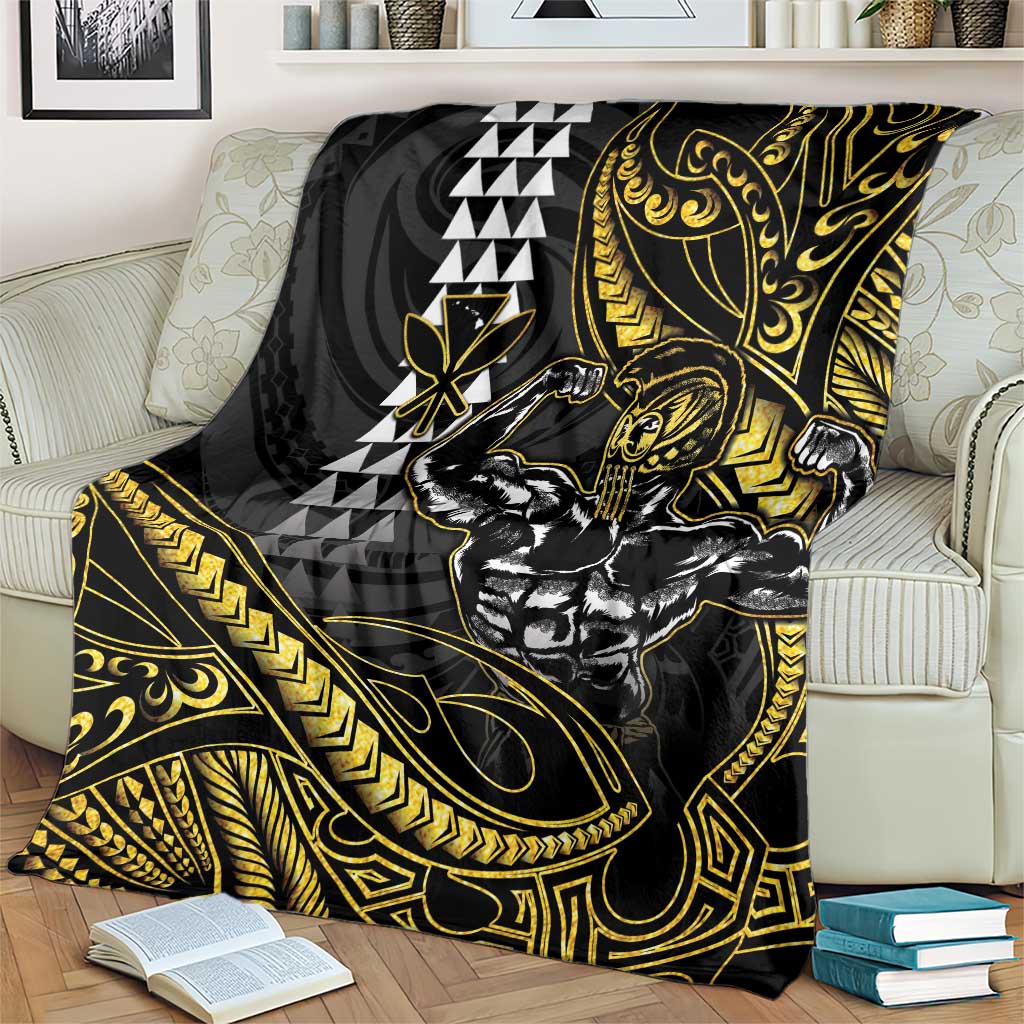 Hawaii Ikaika Warrior Helmet Blanket Gold Style