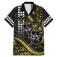 Hawaii Ikaika Warrior Helmet Family Matching Mermaid Dress and Hawaiian Shirt Gold Style