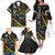 Hawaii Ikaika Warrior Helmet Family Matching Off The Shoulder Long Sleeve Dress and Hawaiian Shirt Gold Style