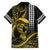 Hawaii Ikaika Warrior Helmet Family Matching Off The Shoulder Long Sleeve Dress and Hawaiian Shirt Gold Style