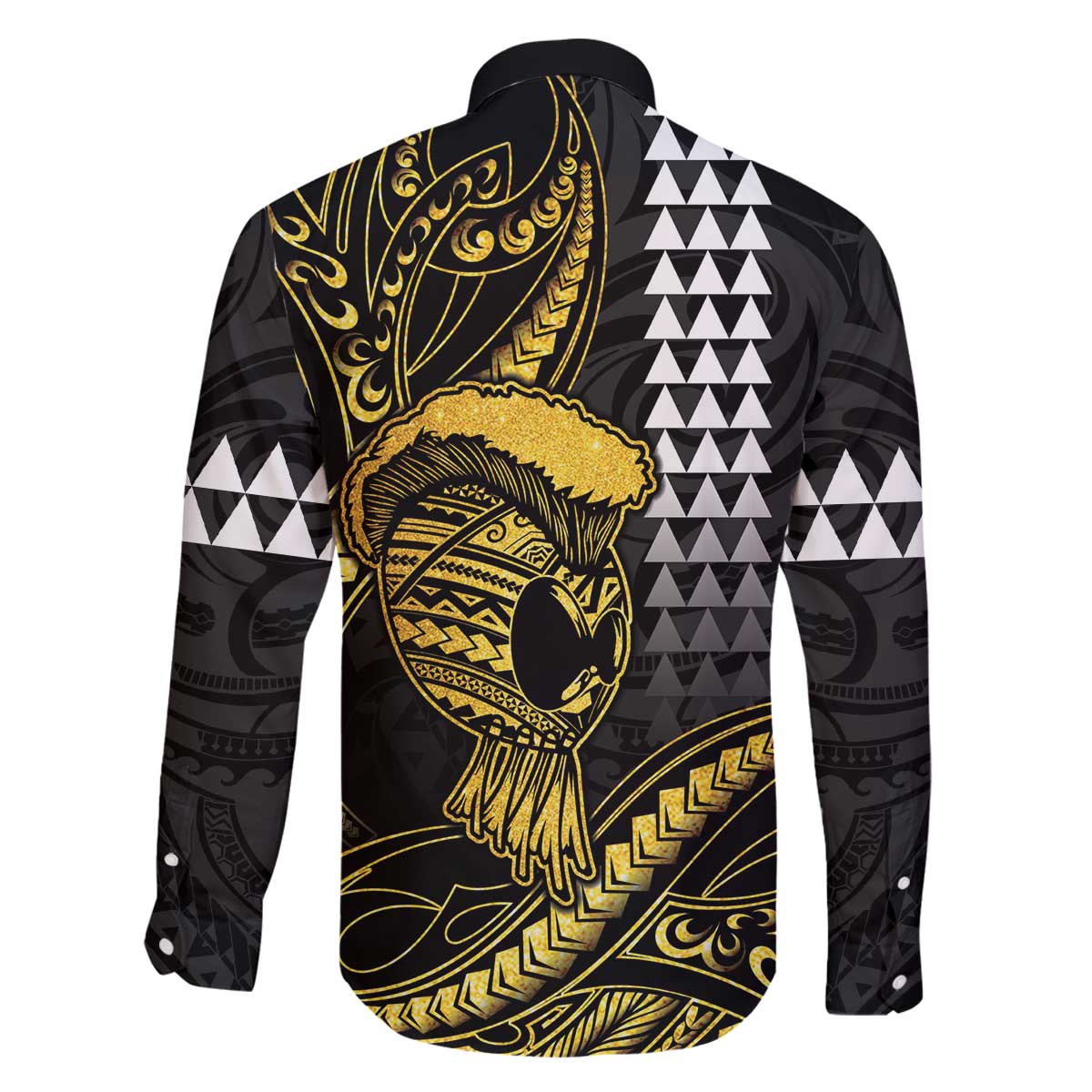 Hawaii Ikaika Warrior Helmet Family Matching Off The Shoulder Long Sleeve Dress and Hawaiian Shirt Gold Style