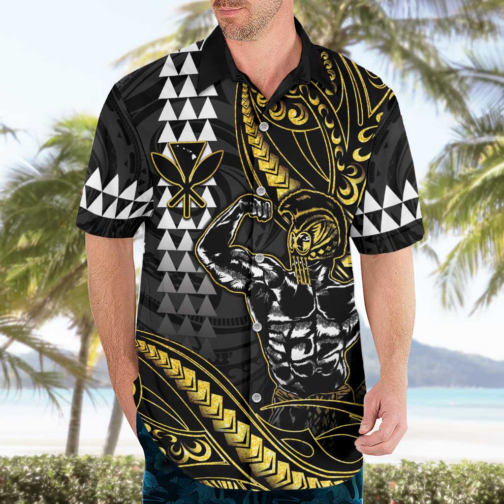 Hawaii Ikaika Warrior Helmet Hawaiian Shirt Gold Style