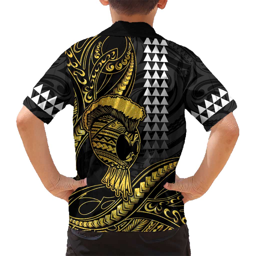 Hawaii Ikaika Warrior Helmet Kid Hawaiian Shirt Gold Style
