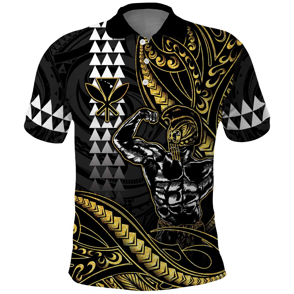 Hawaii Ikaika Warrior Helmet Polo Shirt Gold Style