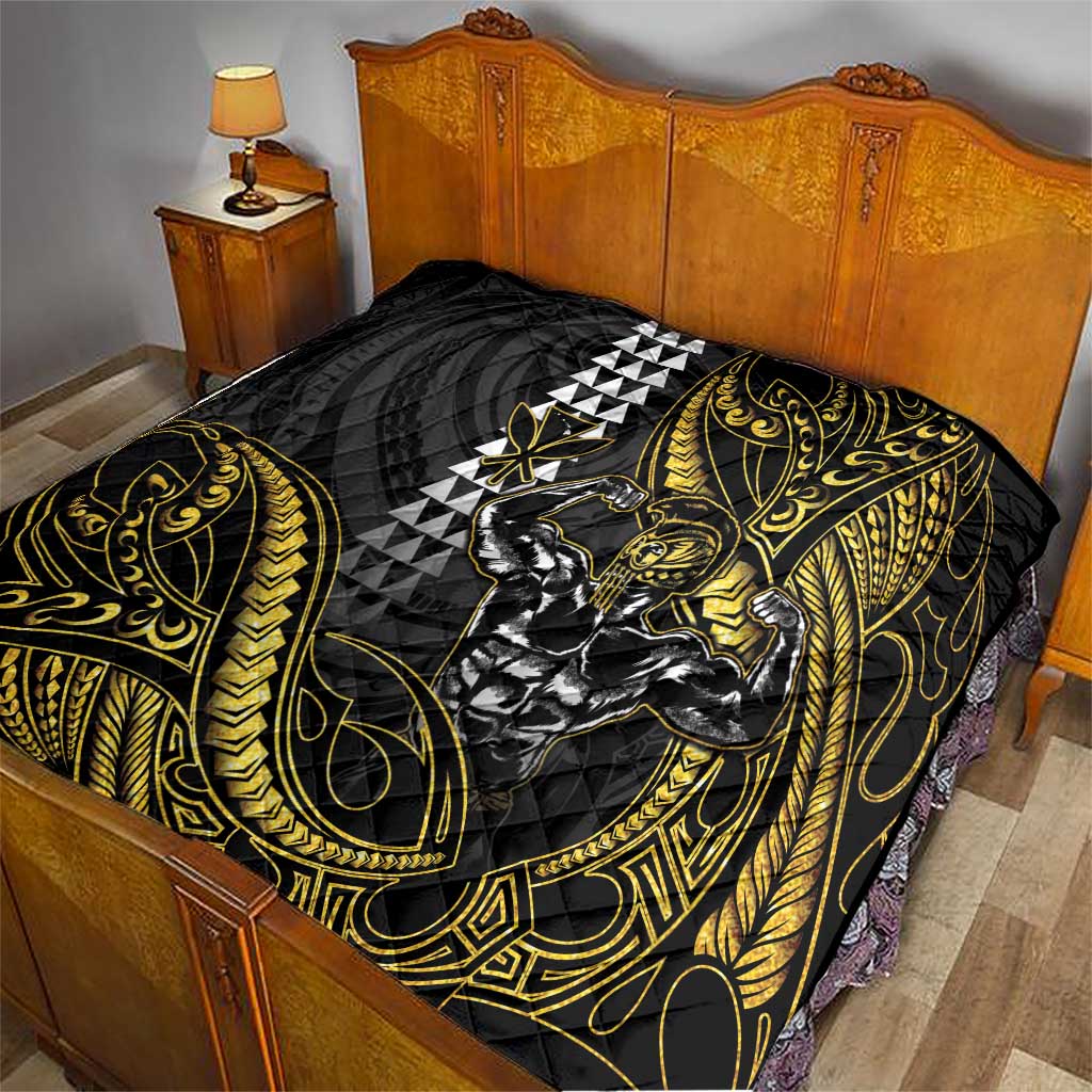 Hawaii Ikaika Warrior Helmet Quilt Gold Style