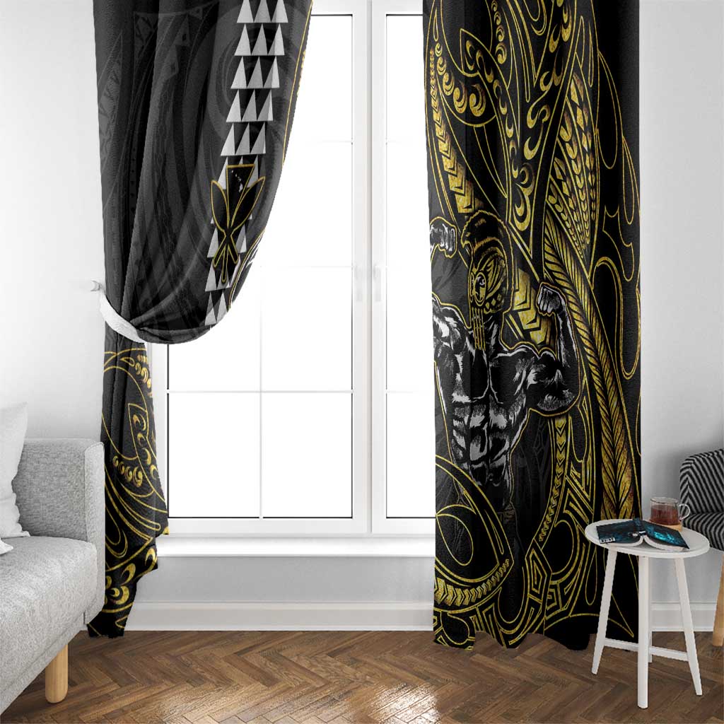 Hawaii Ikaika Warrior Helmet Window Curtain Gold Style