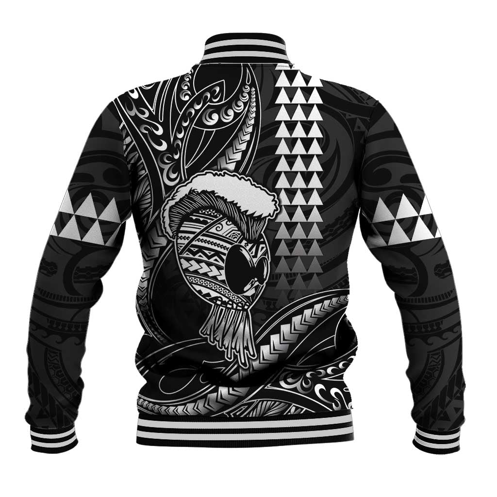 Hawaii Ikaika Warrior Helmet Baseball Jacket Black Tribal Tattoo