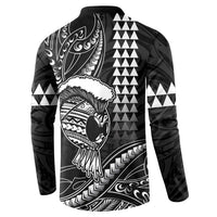 Hawaii Ikaika Warrior Helmet Button Sweatshirt Black Tribal Tattoo