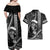 Hawaii Ikaika Warrior Helmet Couples Matching Off Shoulder Maxi Dress and Hawaiian Shirt Black Tribal Tattoo