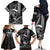 Hawaii Ikaika Warrior Helmet Family Matching Off The Shoulder Long Sleeve Dress and Hawaiian Shirt Black Tribal Tattoo