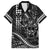 Hawaii Ikaika Warrior Helmet Family Matching Off The Shoulder Long Sleeve Dress and Hawaiian Shirt Black Tribal Tattoo