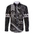 Hawaii Ikaika Warrior Helmet Family Matching Off The Shoulder Long Sleeve Dress and Hawaiian Shirt Black Tribal Tattoo