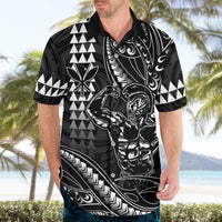 Hawaii Ikaika Warrior Helmet Hawaiian Shirt Black Tribal Tattoo
