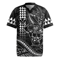 Hawaii Ikaika Warrior Helmet Rugby Jersey Black Tribal Tattoo